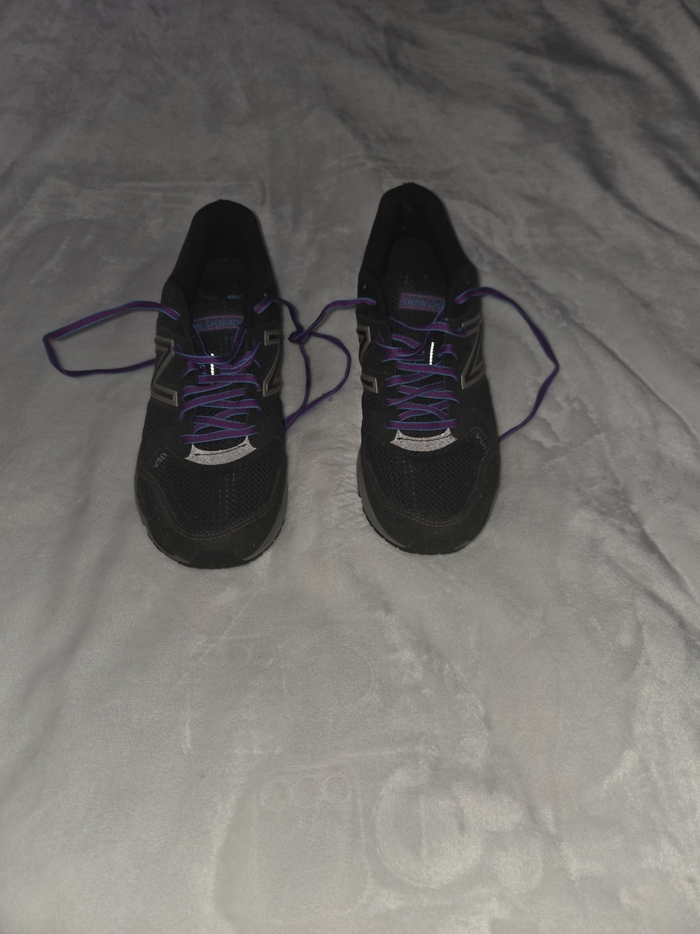 New Balance Black Sneakers with Purple Laces